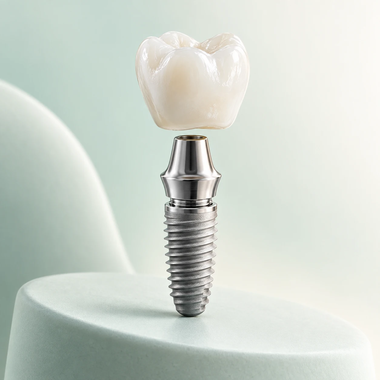 Conceptual illustration of a dental implant and crown